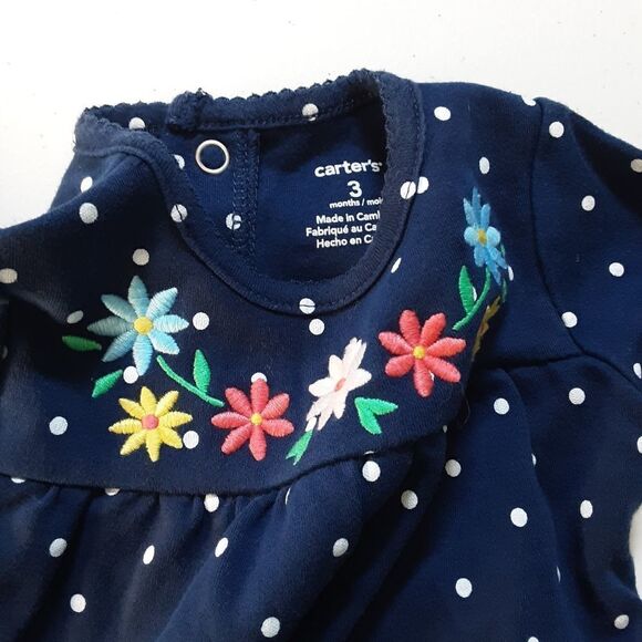 CARTER'S Onesies Polka Dot Embroidered Set of 2 size 3 mos - Picture 6 of 6
